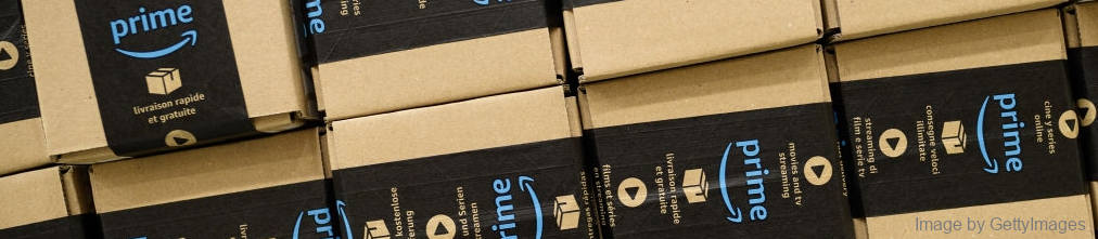 Stack of Amazon Prime boxes ready to send