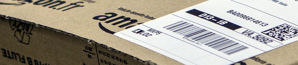 Folded carton board with Amazon stickers