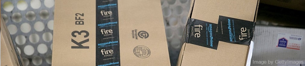 Cartone boxes with Amazon logo stickers